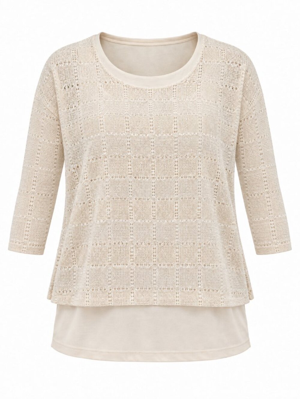 Grace Elements Ivory Crochet Layered Top XL NWT